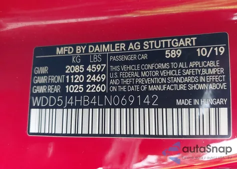 2020 Mercedes-Benz Cla 250 4Matic from USA, damaged, VIN WDD5J4HB4LN069142